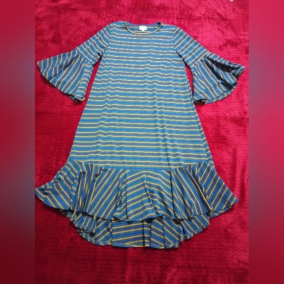 LuLaRoe Dresses & Skirts - LuLaRoe Women's Mini Dress with Blue and Yellow Stripes